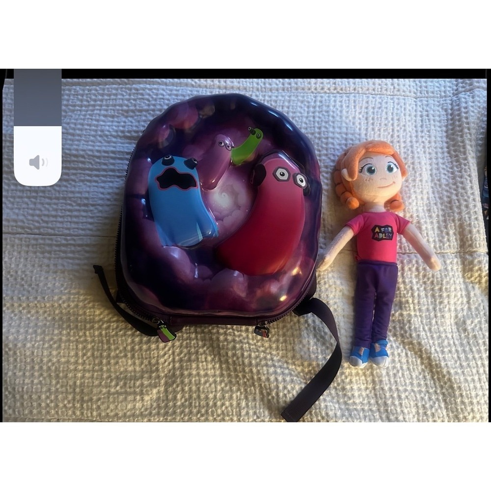 A is for Adley backpack and stuffed Adley doll
